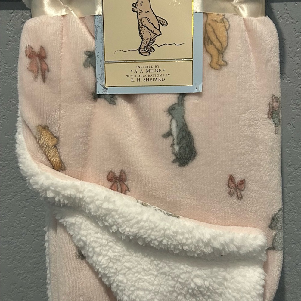Classic Pooh Bear Baby Pink Blanket